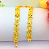 Yellow 14K Heart Linked Bracelet for Women Wedding Jewelry