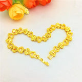 Yellow 14K Heart Linked Bracelet for Women Wedding Jewelry