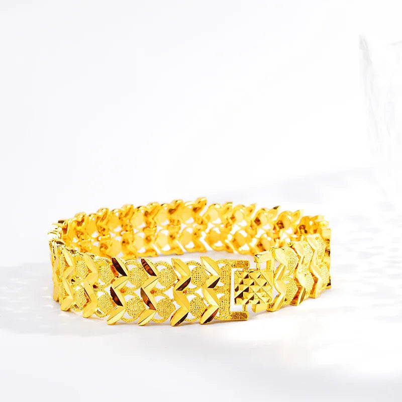 24K Yellow Gold Bracelet for Men's Wedding Jewelry