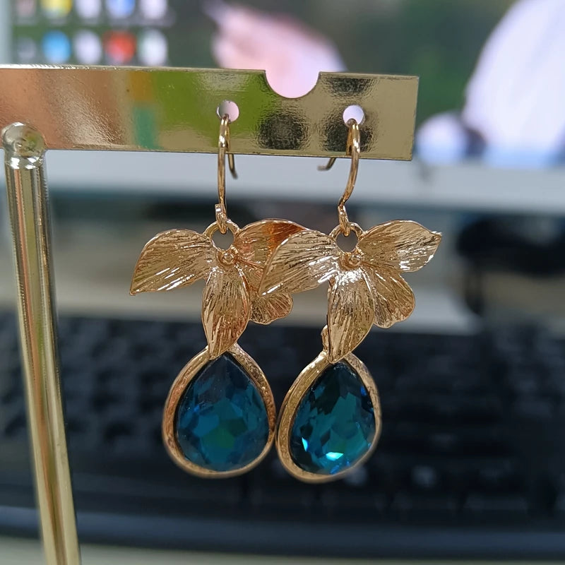 Yellow Flower Water Drop Earring for Women