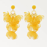 Crystal Acrylic Rose Petals Dangle Earrings Romantic Jewelry
