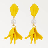 Crystal Acrylic Rose Petals Dangle Earrings Romantic Jewelry