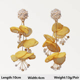 Crystal Acrylic Rose Petals Dangle Earrings Romantic Jewelry