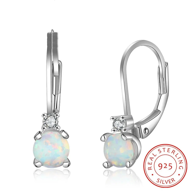 Opal Earrings 925 Sterling Silver Zircon Accessories