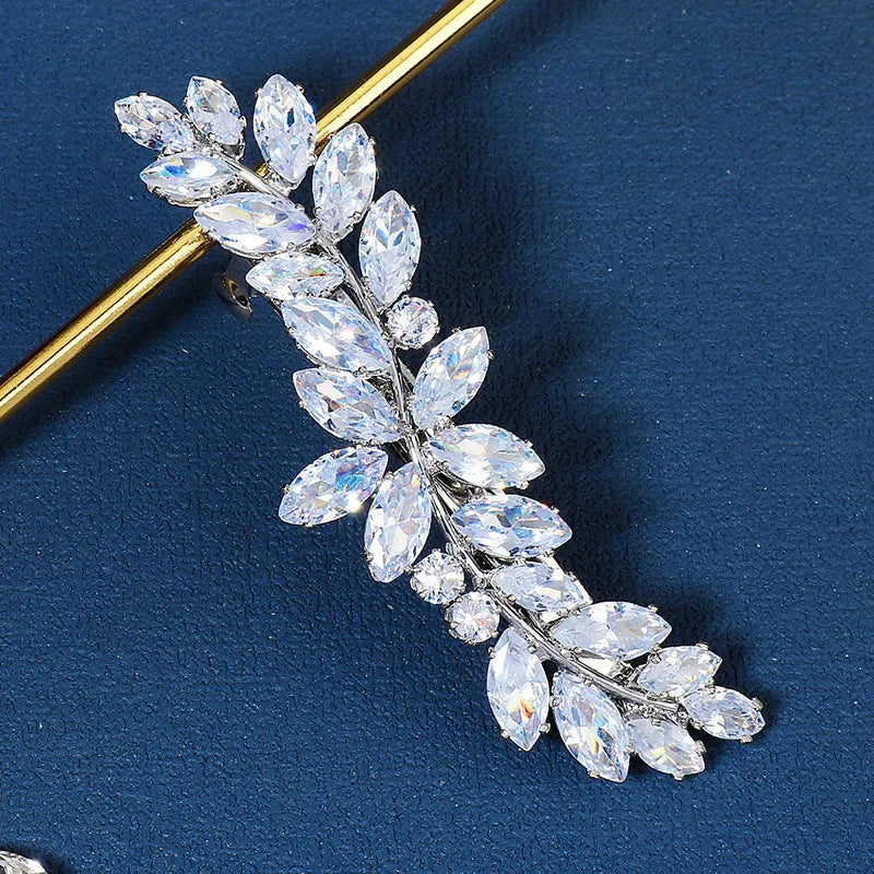Zircon Barrettes Silver Hair Clips for Women Accessories Girls Hairpins