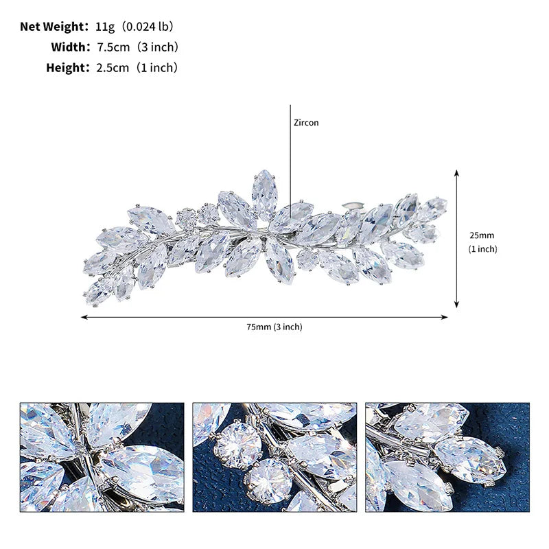 Zircon Barrettes Silver Hair Clips for Women Accessories Girls Hairpins