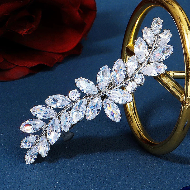 Zircon Barrettes Silver Hair Clips for Women Accessories Girls Hairpins