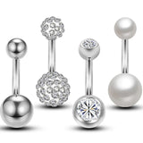 Zircon Crystal Heart Flower Dangle Belly Button Piercing