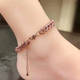 Zircon Diamond Anklet Cuban Link Chain Anklets Women Jewelry