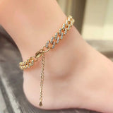 Zircon Diamond Anklet Cuban Link Chain Anklets Women Jewelry