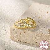 Zircon Earrings S925 Sterling Silver Hoop Ear Jewelry for Women
