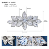 Zircon Flower Barrette Silver Hair Clips for Women