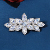 Zircon Flower Barrette Silver Hair Clips for Women