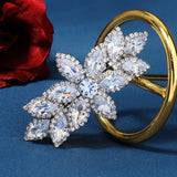 Zircon Flower Barrette Silver Hair Clips for Women