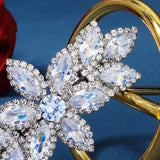 Zircon Flower Barrette Silver Hair Clips for Women