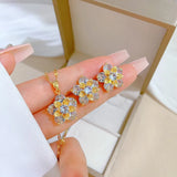 Zircon Heart Bow Angel Jewelry Set for Women Girls
