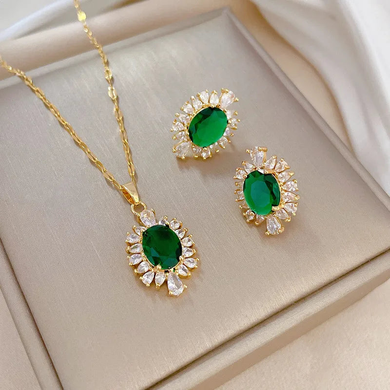 Zircon Heart Bow Angel Jewelry Set for Women Girls