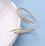 Zircon Hoop Earrings Silver Nail Circle Jewelry