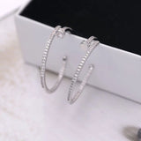 Zircon Hoop Earrings Silver Nail Circle Jewelry