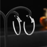 Zircon Hoop Earrings Silver Nail Circle Jewelry