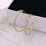 Zircon Hoop Earrings Silver Nail Circle Jewelry
