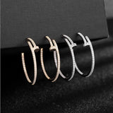 Zircon Hoop Earrings Silver Nail Circle Jewelry