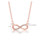 Zircon Infinity Pendant Necklace - Silver Chain Lady Party Jewelry