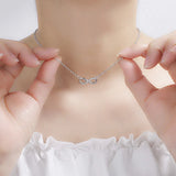 Zircon Infinity Pendant Necklace - Silver Chain Lady Party Jewelry