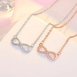 Zircon Infinity Pendant Necklace - Silver Chain Lady Party Jewelry