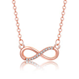 Zircon Infinity Pendant Necklace - Silver Chain Lady Party Jewelry