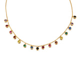Rainbow Zircon Choker Necklace Sterling Silver Chain Clavicle Pendant