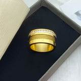 Zircon Roman Numeral Tricolor Stainless Wedding Ring
