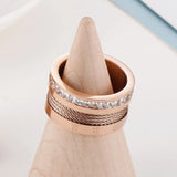 Zircon Roman Numeral Tricolor Stainless Wedding Ring