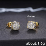 Zircon Stud Earrings Set Unisex Jewelry Crystal