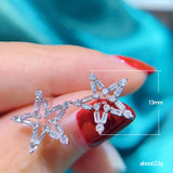 Zircon Star Stud Earrings 925 Silver Crystal Earring