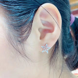 Zircon Star Stud Earrings 925 Silver Crystal Earring