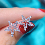 Zircon Star Stud Earrings 925 Silver Crystal Earring
