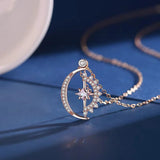 Zircon Sun Moon Heart Necklace Pendant Clavicle Chain Wedding Jewelry