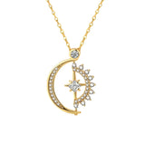 Zircon Sun Moon Heart Necklace Pendant Clavicle Chain Wedding Jewelry