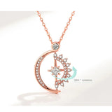 Zircon Sun Moon Heart Necklace Pendant Clavicle Chain Wedding Jewelry