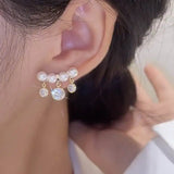 Zircon Tassel Pearl Ear Cuff Earrings Delicate Jewelry