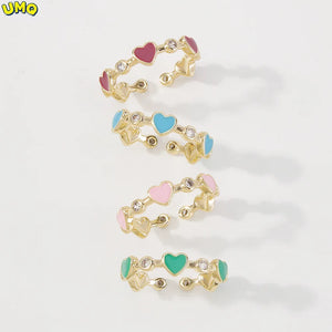 Love Ring Minority Oil Dripping Zircon Ring Hand Decoration