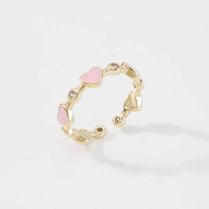 Love Ring Minority Oil Dripping Zircon Ring Hand Decoration