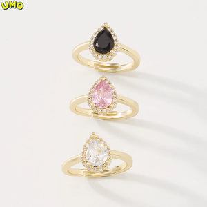 Zr0064 Water Drop Zircon Ring, Adjustable