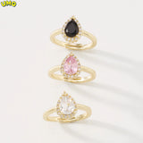 Zr0064 Water Drop Zircon Ring, Adjustable