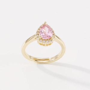Zr0064 Water Drop Zircon Ring, Adjustable