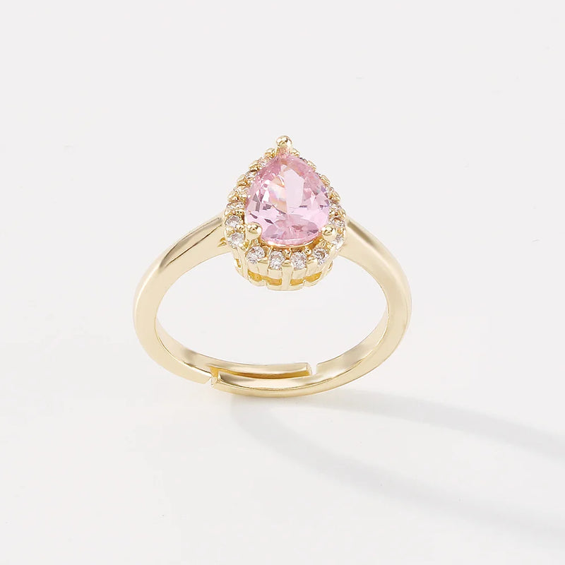 Zr0064 Water Drop Zircon Ring, Adjustable