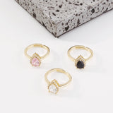 Zr0064 Water Drop Zircon Ring, Adjustable