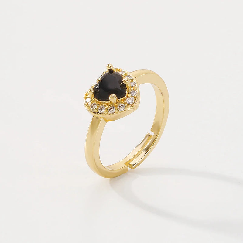French Romantic Love Zircon Ring Sweet Open Ring