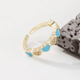 Zr0078 Geometric Oil Drop Micro Inlaid Hand Ornament Adjustable Ring